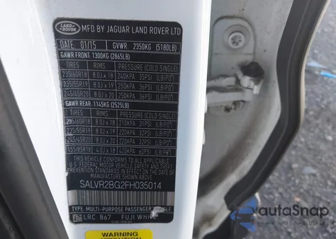 2015 Land Rover Range Rover Evoque Pure from USA, damaged, VIN SALVR2BG2FH035014